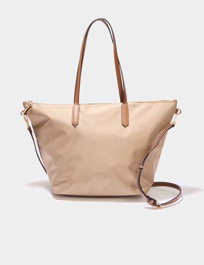 Sac shopper avec bandoulière sable femme