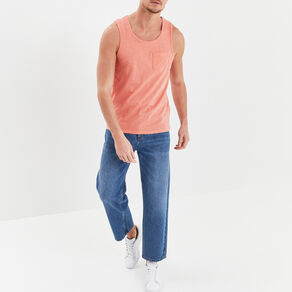 debardeur bretelles larges avec poche rose saumon homme Débardeur bretelles larges avec poche rose saumon homme