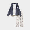Ensemble pyjama 3 pi&egrave;ces veste polaire ecru femme