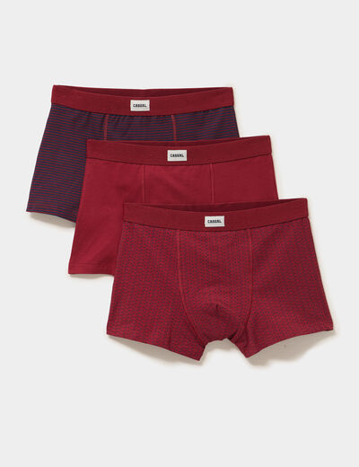 Lot 3 boxers coton stretch bordeaux homme