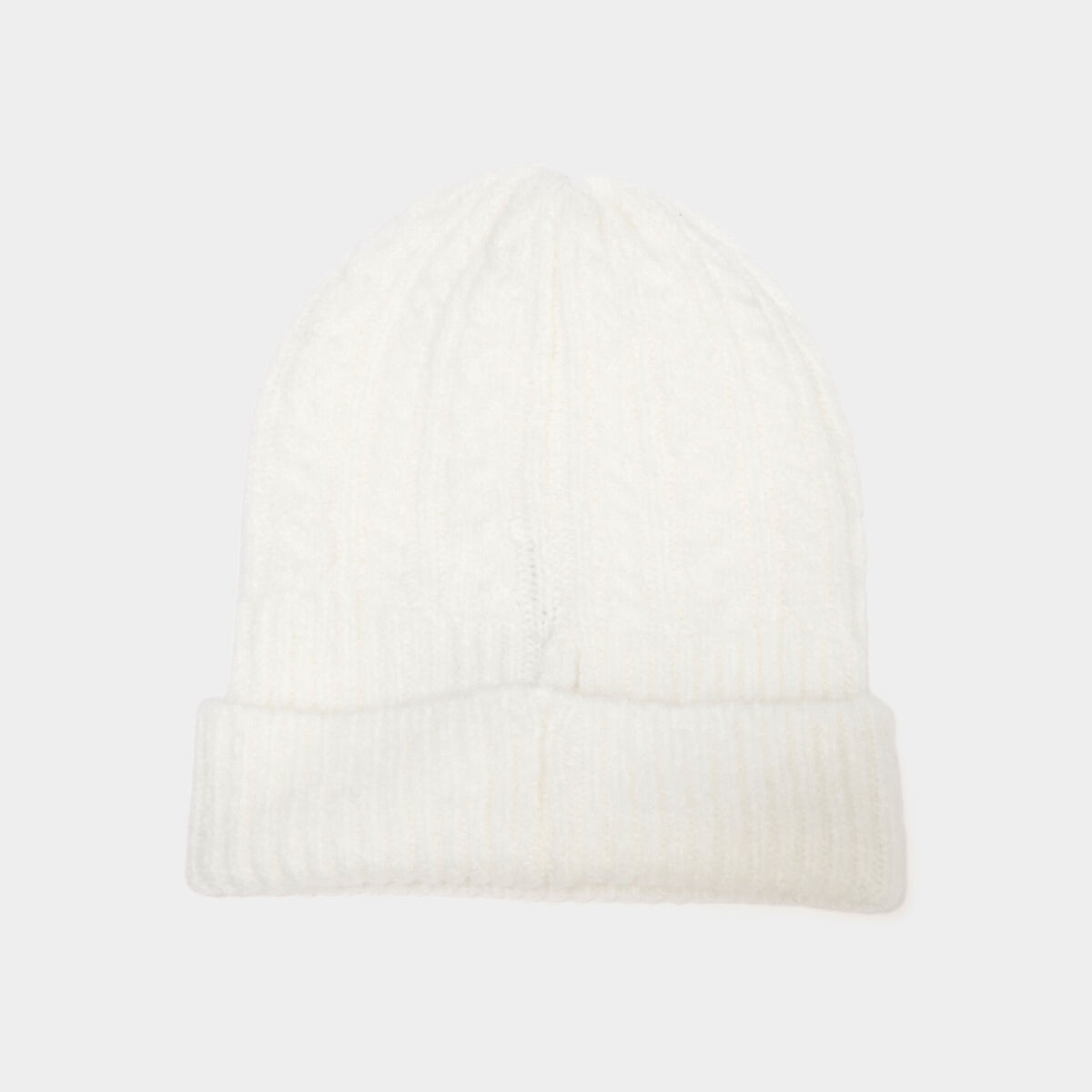 Bonnet tricot&eacute; torsades blanc femme