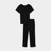 Ensemble pyjama t-shirt pantalon coton noir femme