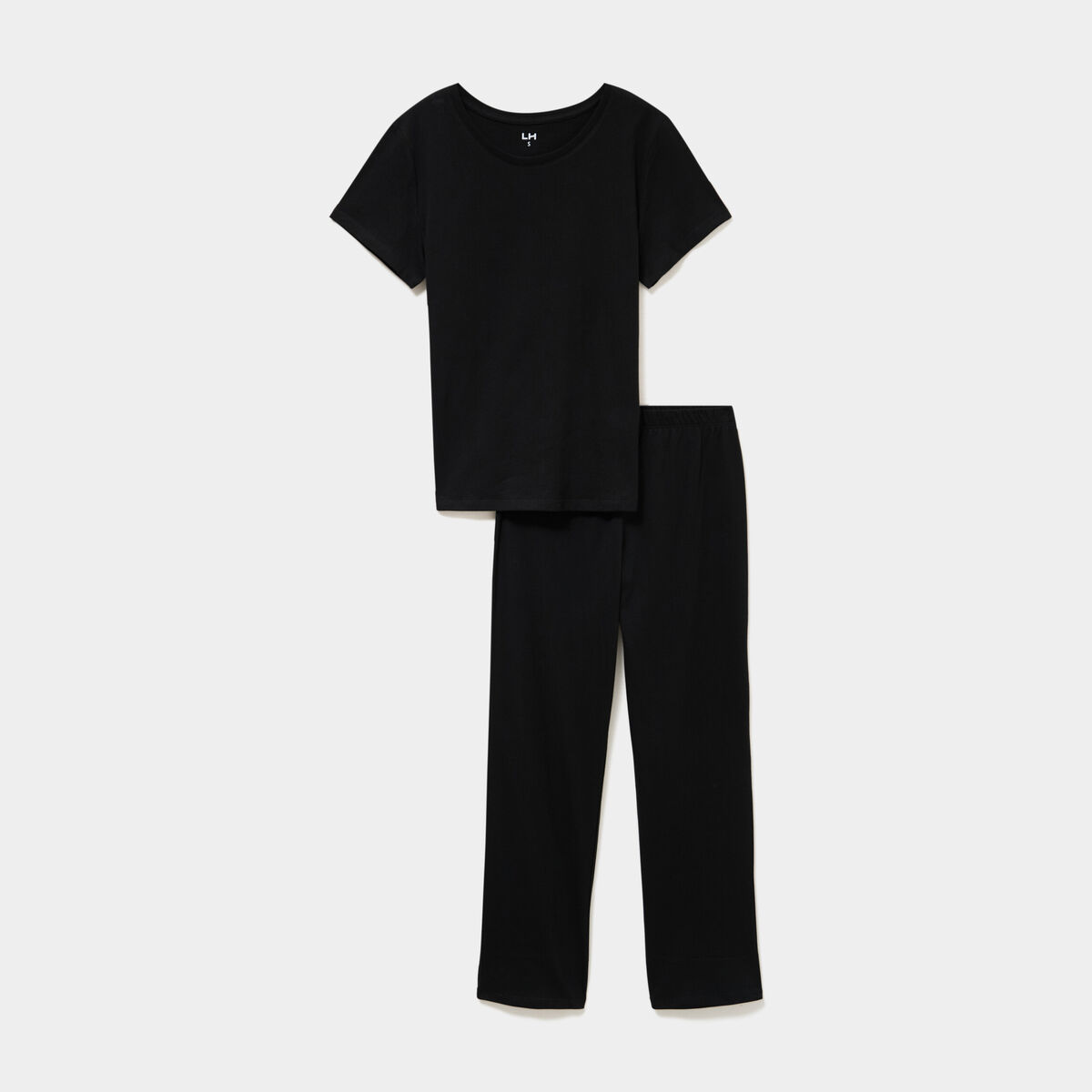 Ensemble pyjama t-shirt pantalon coton noir femme