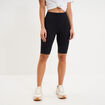 Short cycliste de sport c&ocirc;tel&eacute; stretch noir femme