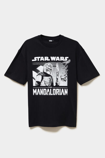 T-shirt coton Star Wars Mandalorian noir homme