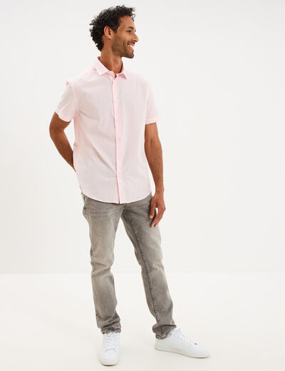 Chemise droite manches courtes rose clair homme