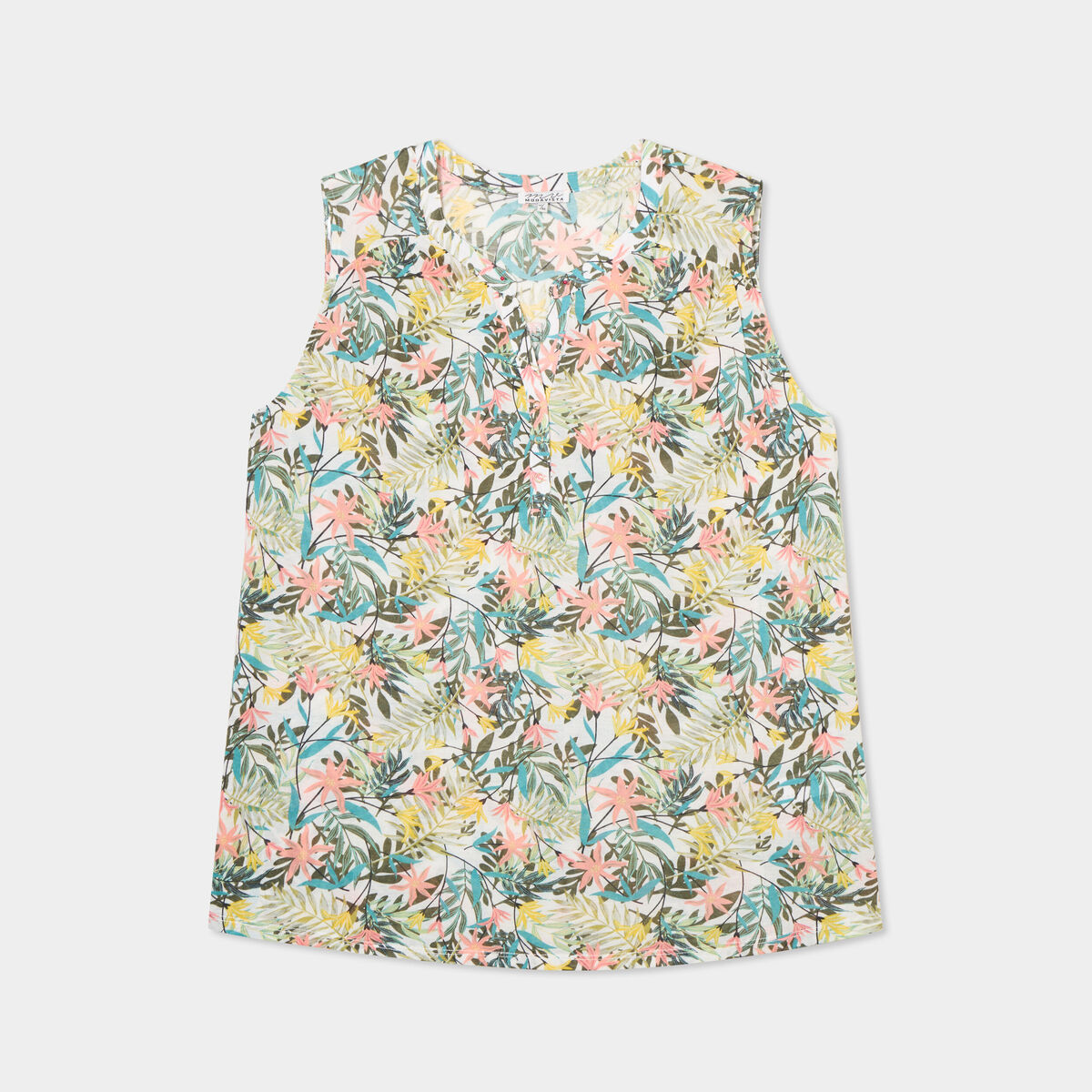 Blouse ajustée col tunisien blanc femme grande taille