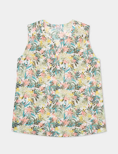 Blouse ajustée col tunisien blanc femme grande taille