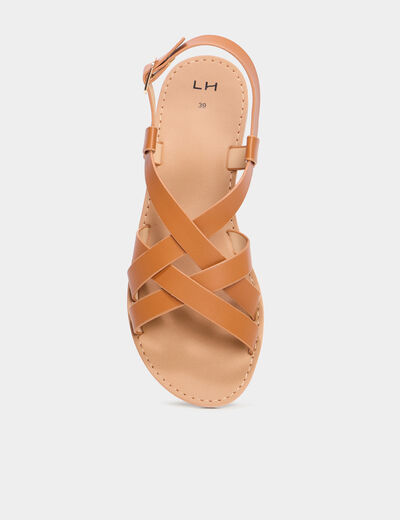 Sandales plates multibrides marron femme