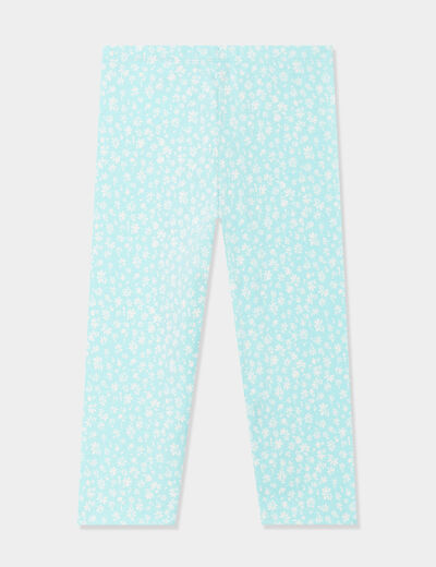 Legging 3/4 élastiqué coton bleu clair fille