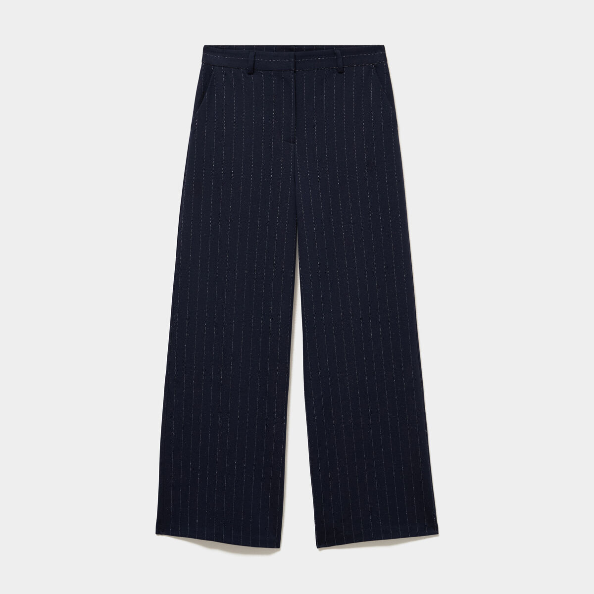 Pantalon large taille haute milano bleu marine femme