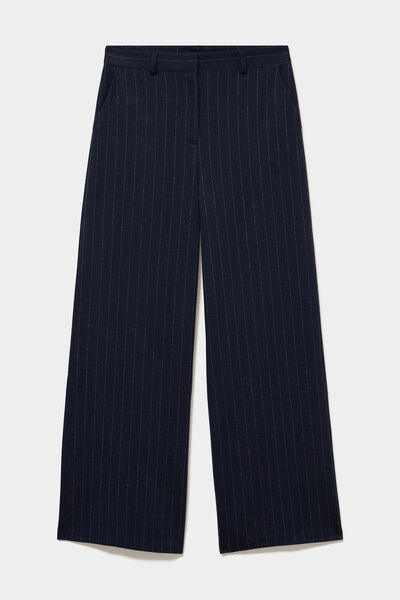 Pantalon large taille haute milano bleu marine femme