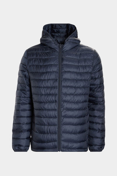 Doudoune l&eacute;g&egrave;re d&eacute;perlante &agrave; capuche bleu marine homme