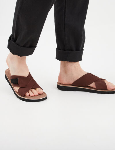 Sandales en cuir marron homme