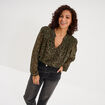 Blouse col tunisien manches longues vert kaki femme