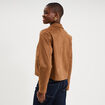 Veste courte effet su&eacute;dine marron femme