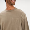 T-shirt droit col rond 1 poche coton vert kaki homme