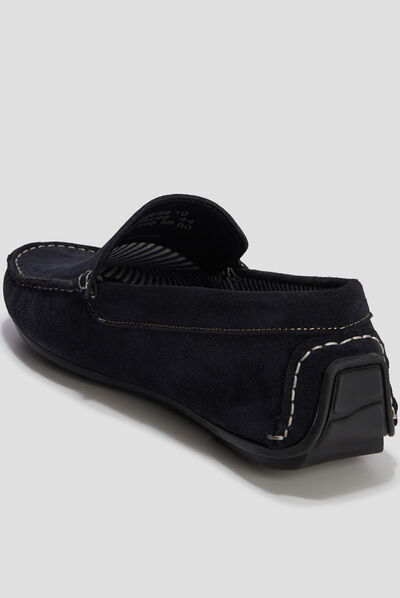Mocassins en cuir bleu marine homme