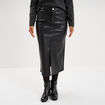 Jupe longue fendue en simili cuir noir femme