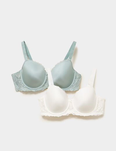 Lot 2 soutiens-gorge padd&eacute;s vert clair femme grande taille