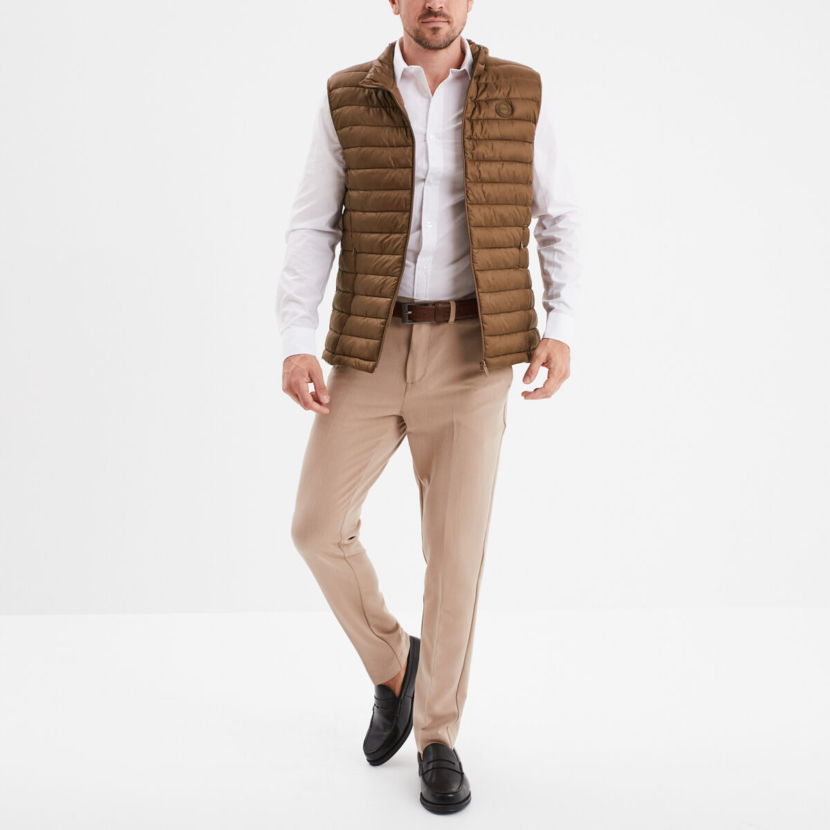 Chemise coupe ajustée manches longues blanc homme