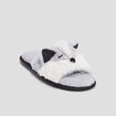 Chaussons mules fausse fourrure gris femme