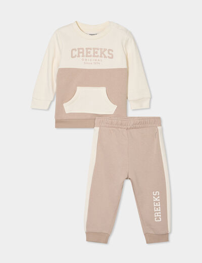 Ensemble 2 pièces sweat et jogging sable bébé garçon