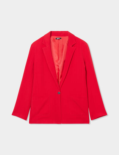 Blazer droit court boutonné Liberto rouge femme