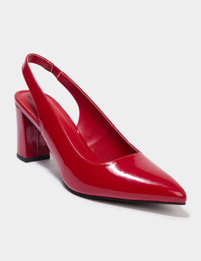 Escarpins &agrave; talons bouts pointus rouge femme