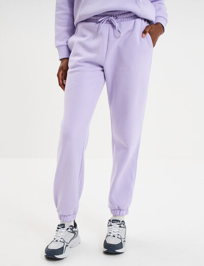 Pantalon jogging droit molleton parme femme