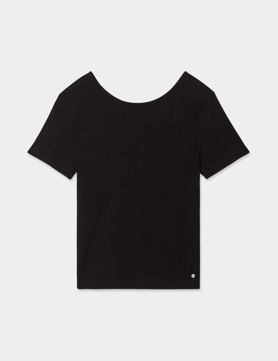 T-shirt dos nu avec laçage noir femme