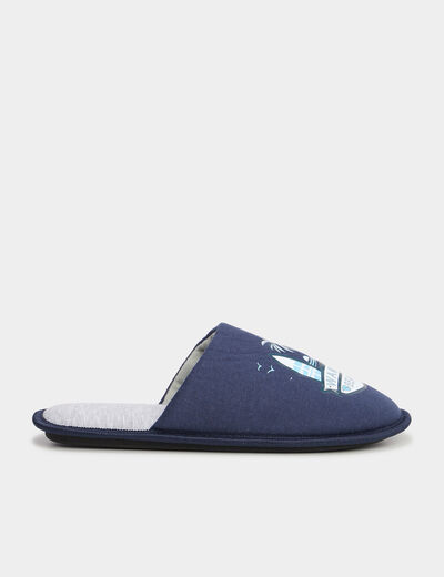 Chaussons mules bleu homme