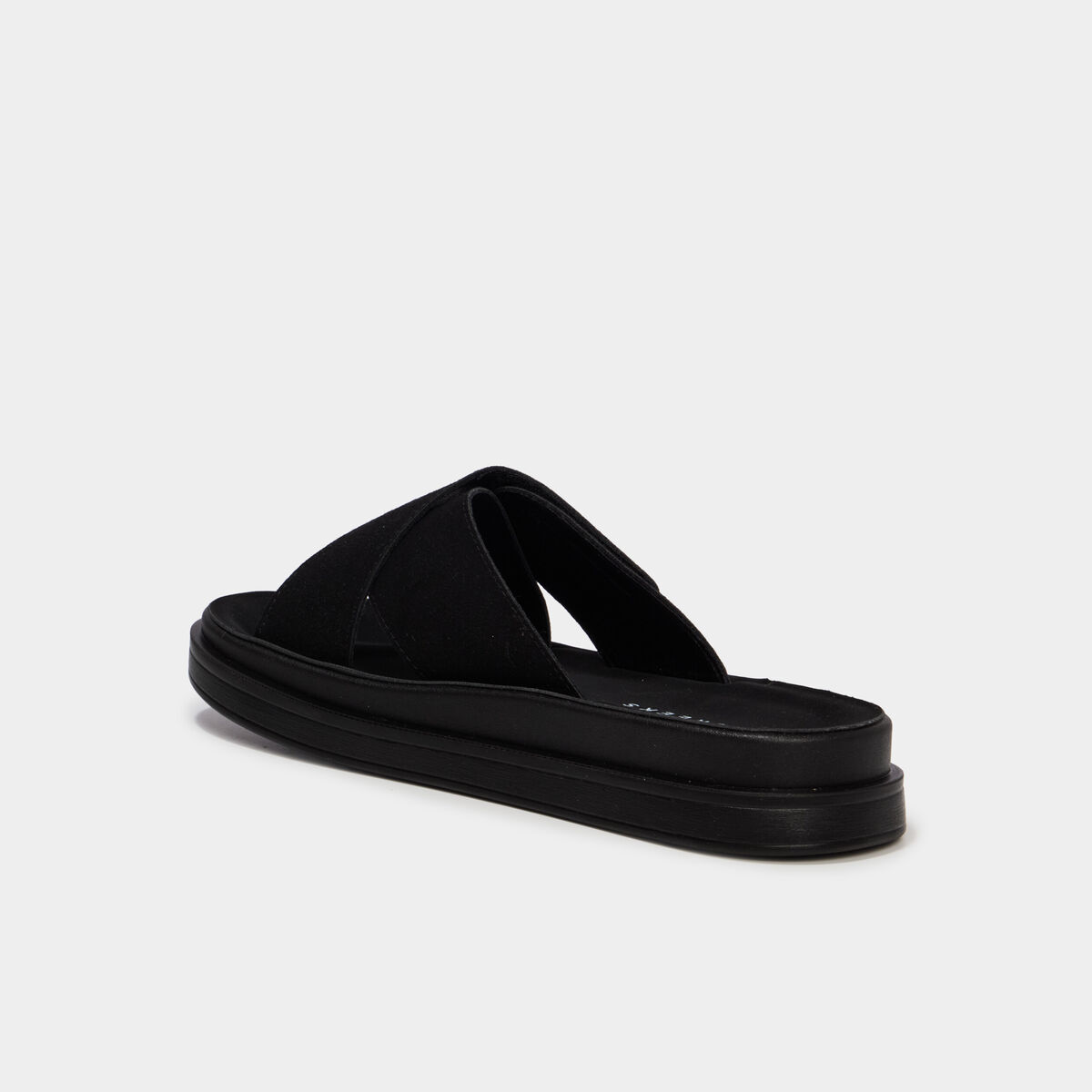 Mules &agrave; scratchs effet su&eacute;dine noir femme