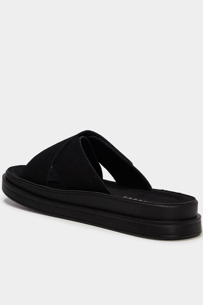 Mules &agrave; scratchs effet su&eacute;dine noir femme