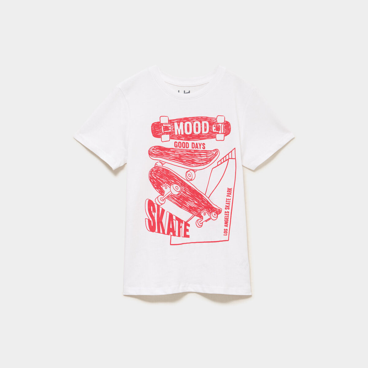 T-shirt manches courtes coton col rond blanc gar&ccedil;on