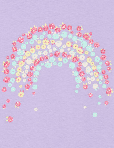T-shirt col rond à manches longues coton mauve fille