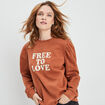Sweat avec manches gigots marron clair femme