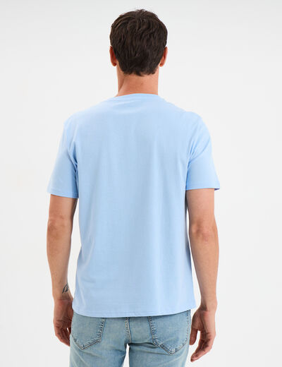 T-shirt droit en coton manches courtes bleu clair homme