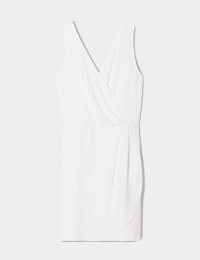 Robe portefeuille plis taille blanc femme