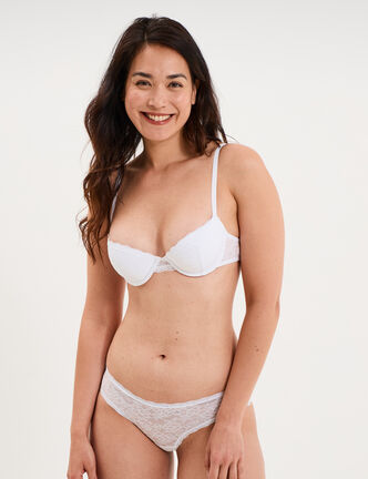 Soutien-gorge corbeille padd&eacute; dentelle blanc femme
