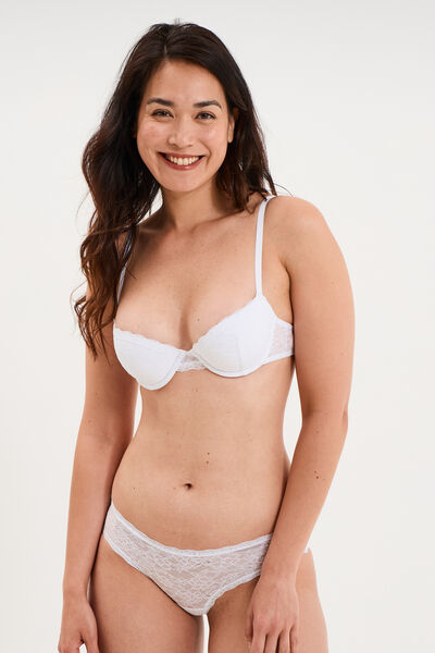 Soutien-gorge corbeille padd&eacute; dentelle blanc femme