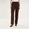 Pantalon droit effet cr&ecirc;pe &agrave; pinces marron fonc&eacute; femme