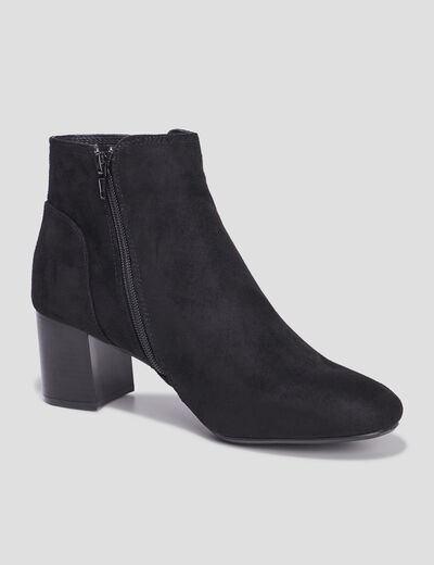 Bottines suédines à talons noir femme
