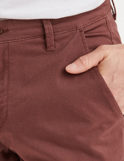 Pantalon chino droit stretch marron homme