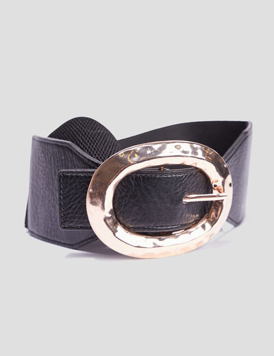 Ceinture large élastiquée noir femme