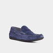 Mocassins en cuir daim bleu homme