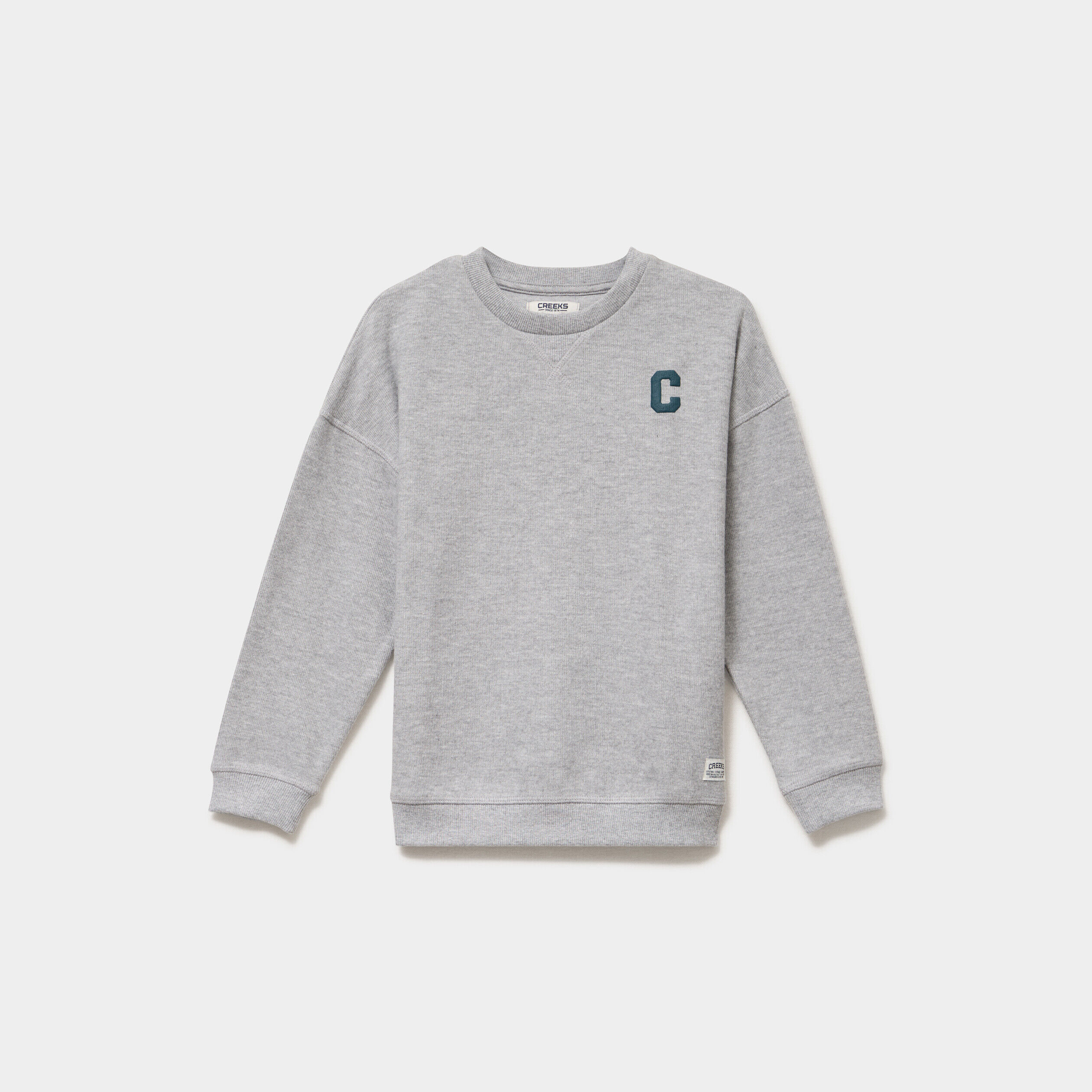 Sweat col rond manches longues gris clair garçon CREEKS