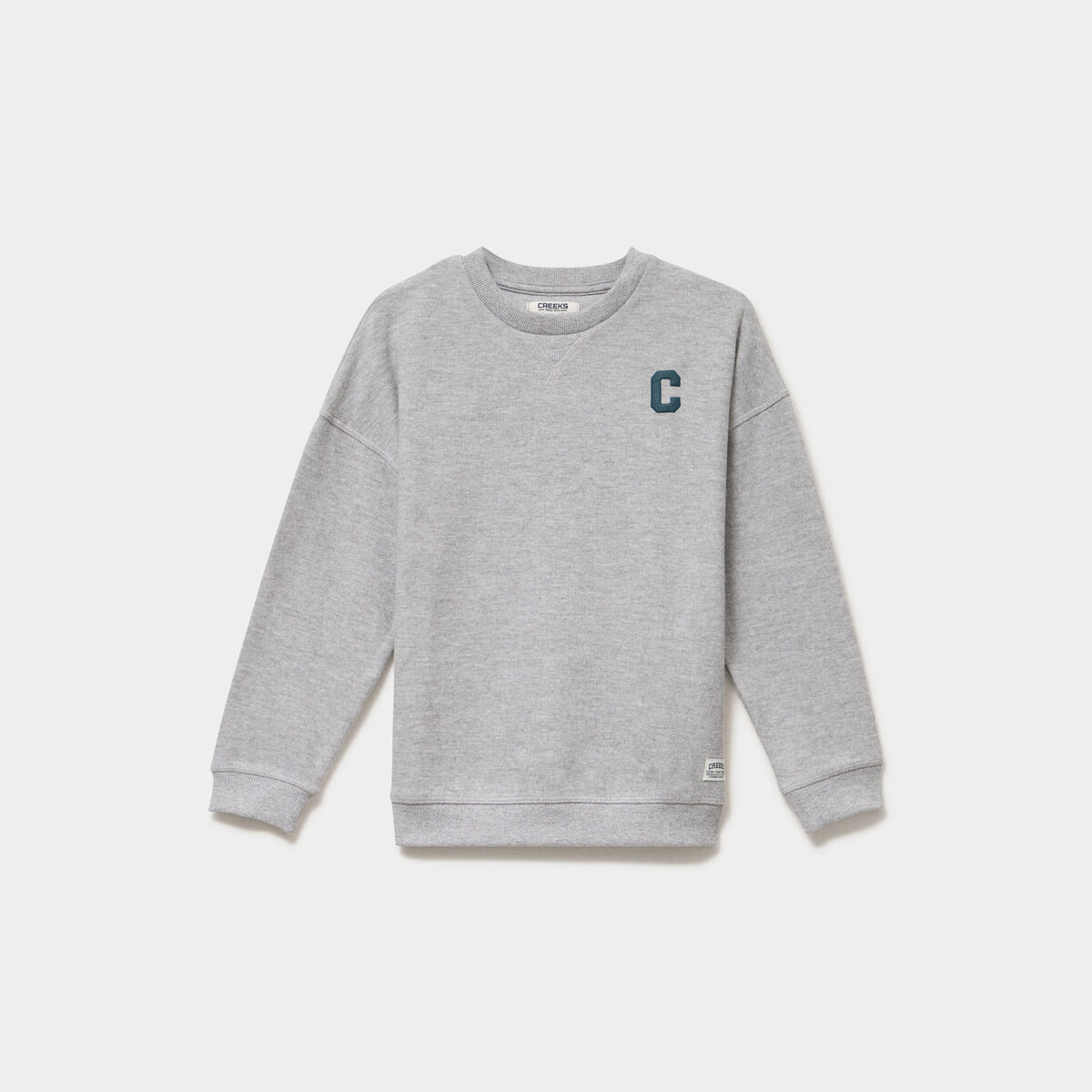 Sweat col rond manches longues gris clair gar&ccedil;on