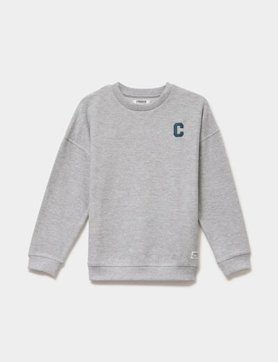Sweat col rond manches longues gris clair gar&ccedil;on