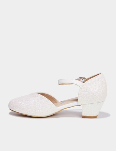Babies à talons paillettes blanc fille